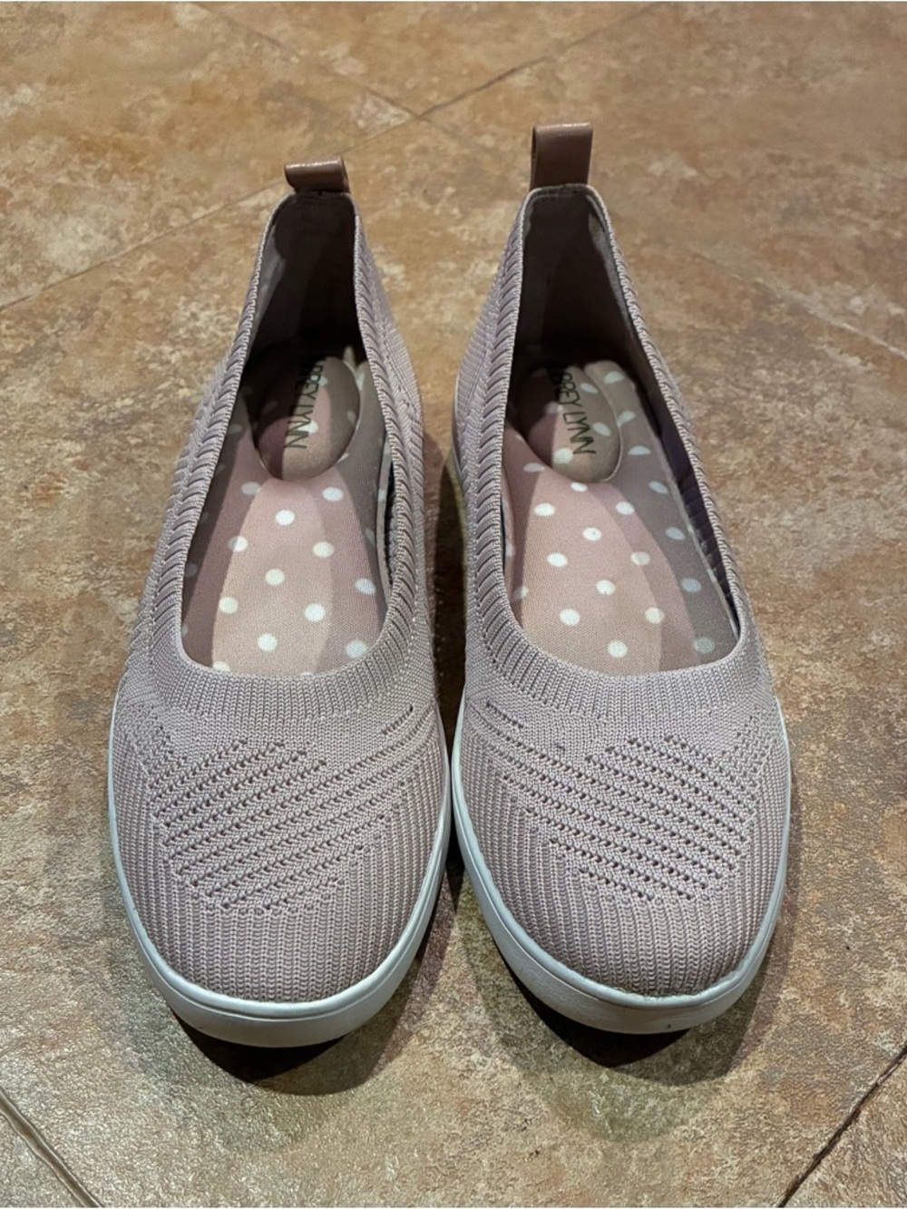 Aubrey Lynn Knit Slip-On Flats - Blush Pink with Memory Foam